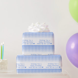 Papel De Regalo Elegantes barbas de corazón azul, cumpleaños perso