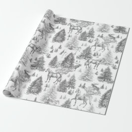 Papel De Regalo Elegantes caballos blancos de época en tela de bos