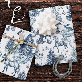 Papel De Regalo Elegantes caballos de época nevados invierno marav