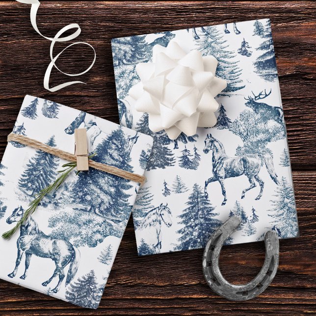 Papel De Regalo Elegantes caballos de época nevados invierno marav (Subido por el creador)