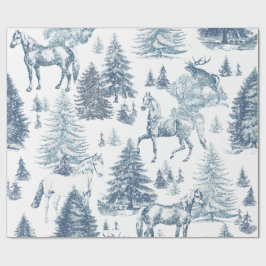 Papel De Regalo Elegantes caballos de época Snowy Woods Toile