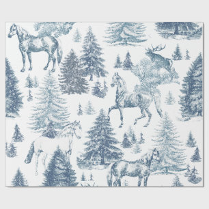 Papel De Regalo Elegantes caballos de época Snowy Woods Toile