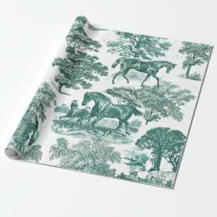 Papel De Regalo Elegantes caballos Rústicos Sage Green Toile