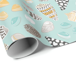 Papel De Regalo Elegantes cascos de mar en la menta