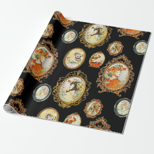 Papel De Regalo Elegantes Chicas de Art Nouveau vintage flamean ma