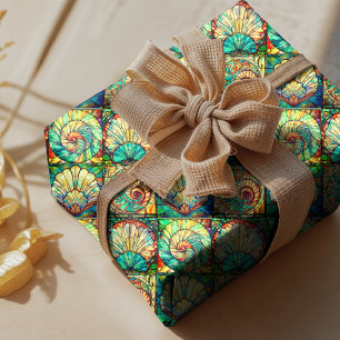 Papel De Regalo Elegantes conchas de almeja coloridas vidrio sopla