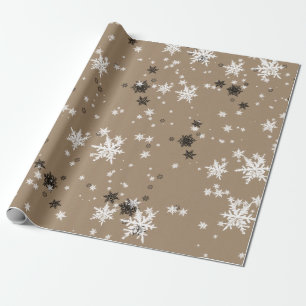 Papel De Regalo Elegantes copos de nieve blancos de Kraft rústico