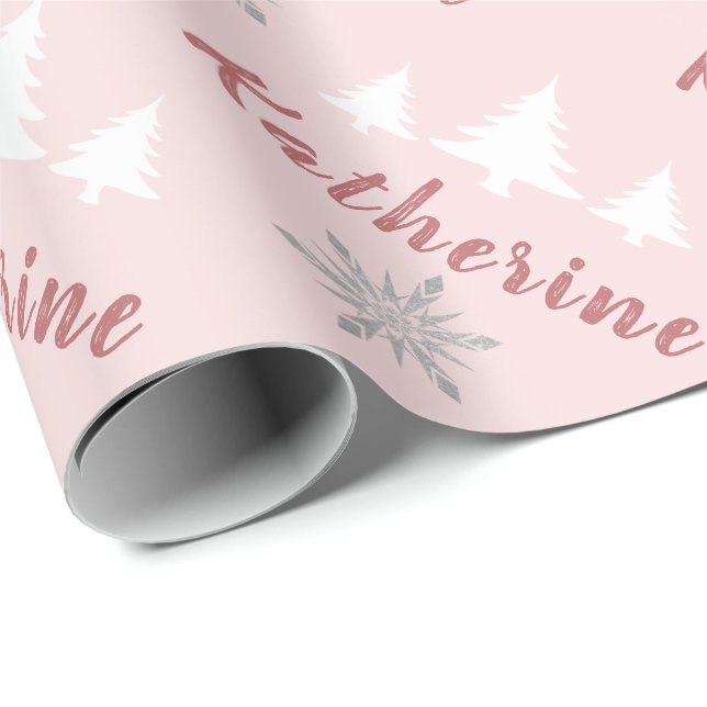 Papel De Regalo Elegantes copos de nieve de navidad personalizada (Esquina del rollo)