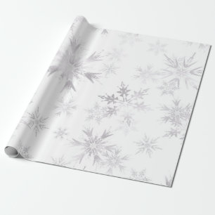 Papel De Regalo Elegantes copos de nieve en invierno blanco