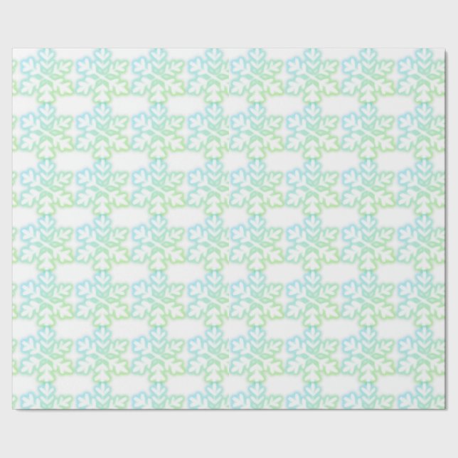 Papel De Regalo Elegantes copos de nieve verde azulado patrón verd (Costura)