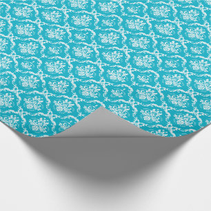 Papel De Regalo Elegantes Damascos De Flores Turquesa Y Crema