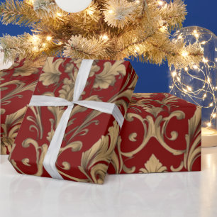 Papel De Regalo Elegantes damasquinados de época dorada