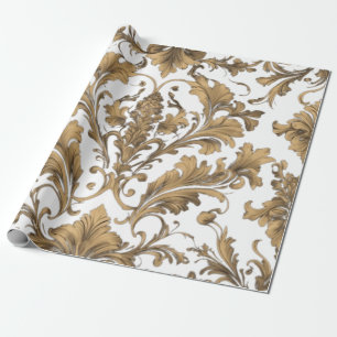 Papel De Regalo Elegantes damasquinados de época dorada