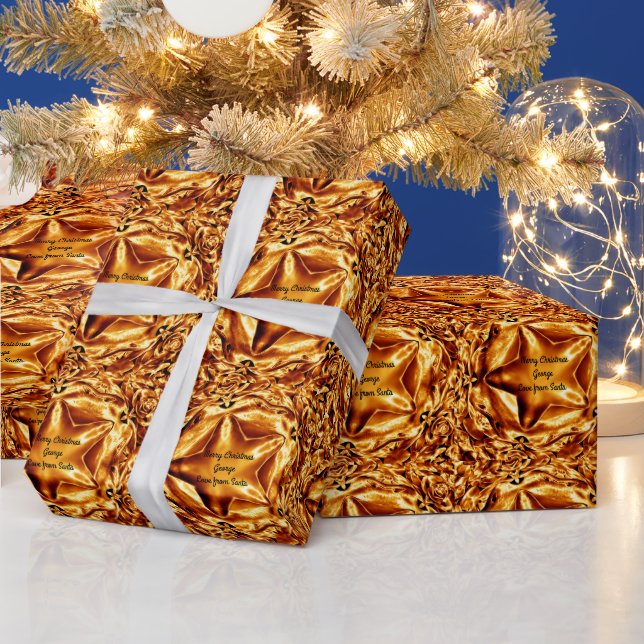 Papel De Regalo Elegantes estrellas de Navidades de cobre de oro (Vacaciones)