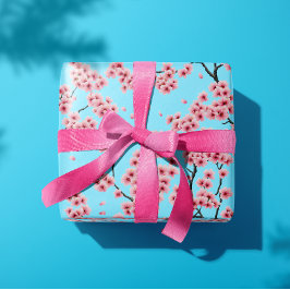 Papel De Regalo Elegantes flores de cerezo rosado en Navidades del