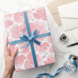 Papel De Regalo Elegantes flores rosadas pastel