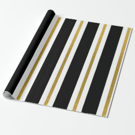 Papel De Regalo Elegantes franjas de oro y negro