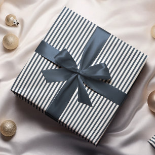 Papel De Regalo Elegantes franjas delgadas azules y blancas de la 
