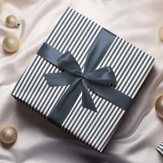 Papel De Regalo Elegantes franjas delgadas azules y blancas de la