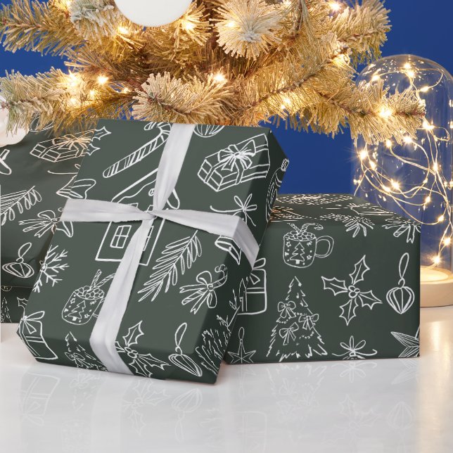 Papel de regalo Elegantes Garabatos de Fiesta (Vacaciones)
