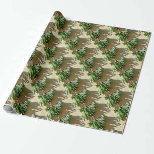 Papel De Regalo Elegantes hojas botánicas verdes Hierbas recién co
