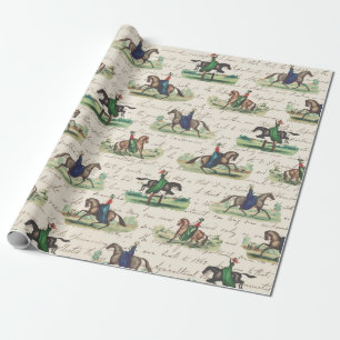Papel De Regalo Elegantes jinetes de caballos de campo inglés vint