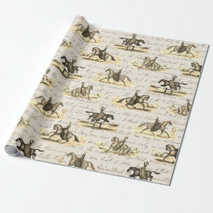 Papel De Regalo Elegantes jinetes de caballos de campo inglés vint