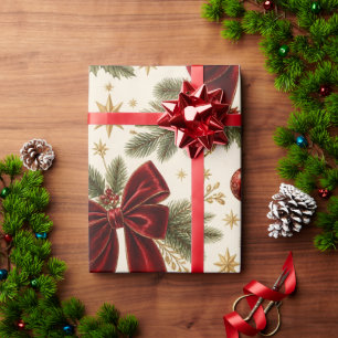 Papel De Regalo Elegantes lazos de terciopelo borgoña con estrella