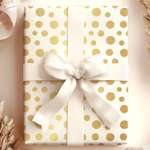 Papel De Regalo Elegantes lunares de oro falso moderno sobre blanc