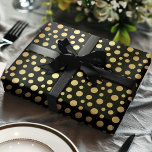 Papel De Regalo Elegantes lunares de oro falso moderno sobre negro<br><div class="desc">Este papel de regalo de lujo presenta un diseño moderno de elegantes lunares de papel de aluminio dorado sobre un fondo negro elegante. Ideal para bodas,  cumpleaños,  aniversarios y otras ocasiones especiales,  este papel de regalo chic añade un toque sofisticado a cualquier regalo.</div>