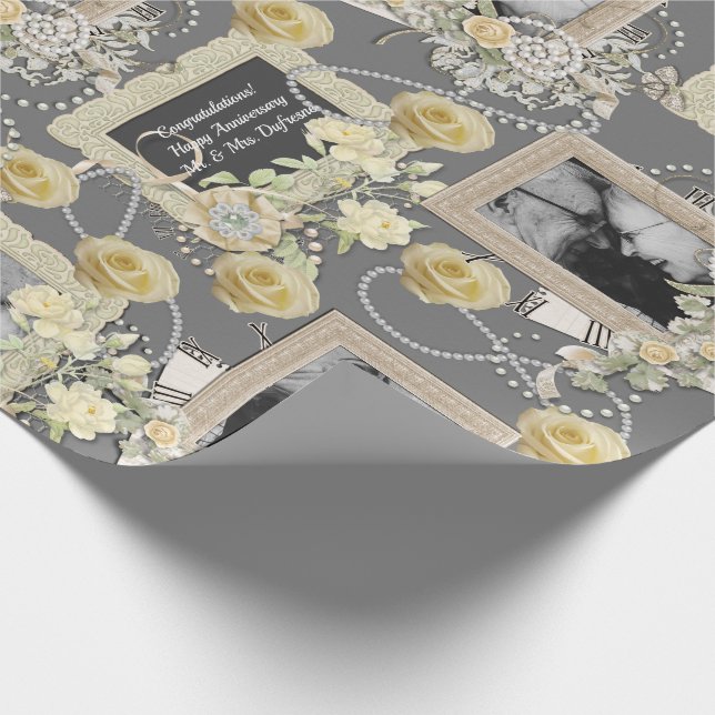 Papel De Regalo Elegantes marcos Boda/aniversario personalizado (Esquina)