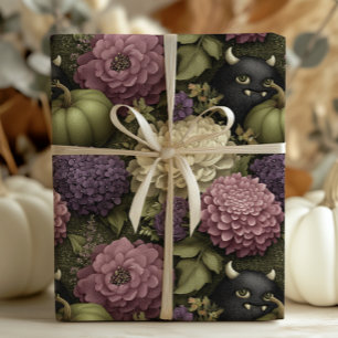 Papel De Regalo Elegantes monstruos de Halloween y calabazas en mo