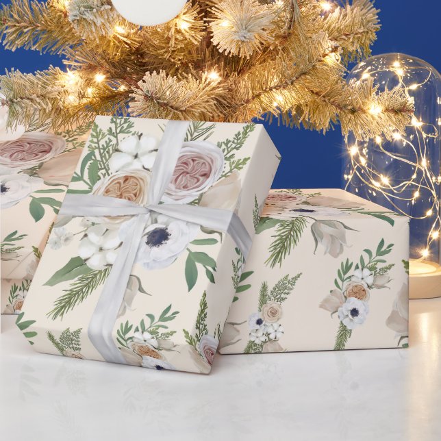 Papel De Regalo Elegantes Navidades acuarelas florales (Vacaciones)