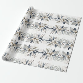 Papel De Regalo Elegantes Navidades acuáticos de invierno con flor