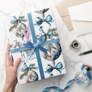 Papel De Regalo Elegantes Navidades azules hípicos hípicos