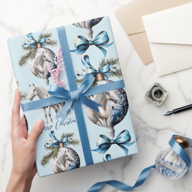 Papel De Regalo Elegantes Navidades azules hípicos hípicos (Regalar)