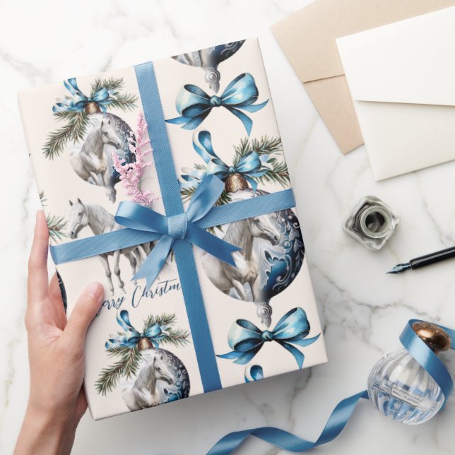 Papel De Regalo Elegantes Navidades azules hípicos hípicos (Regalar)