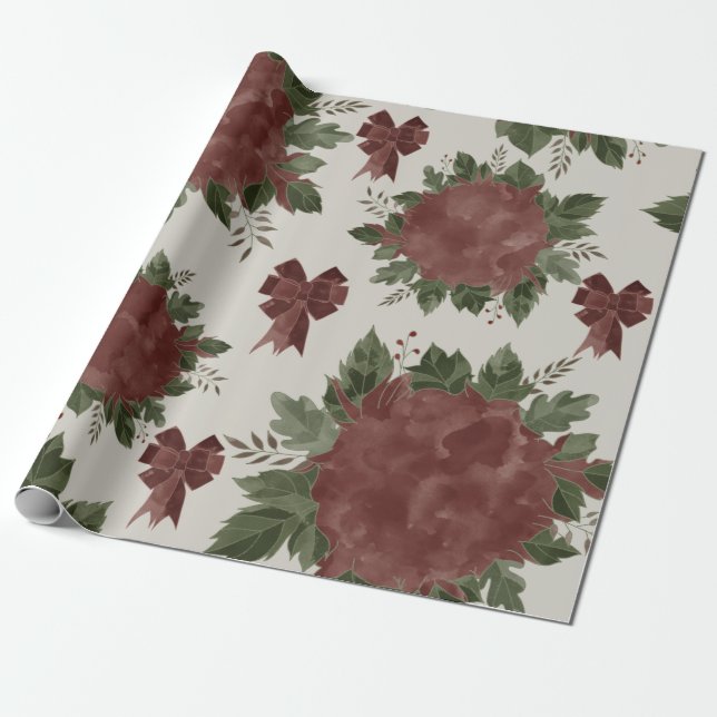 Papel De Regalo Elegantes Navidades botánicos (Desenrollado)