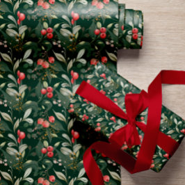 Papel De Regalo Elegantes Navidades clásicos de la vegetación y de