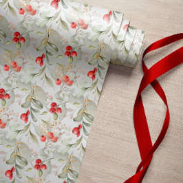 Papel De Regalo Elegantes Navidades clásicos de la vegetación y de