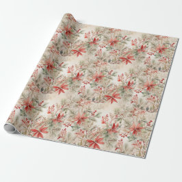 Papel De Regalo Elegantes Navidades de acuarela floral