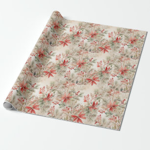 Papel De Regalo Elegantes Navidades de acuarela floral