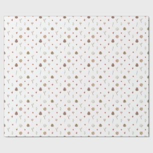 Papel De Regalo Elegantes Navidades de algodón y pinecona Wreath