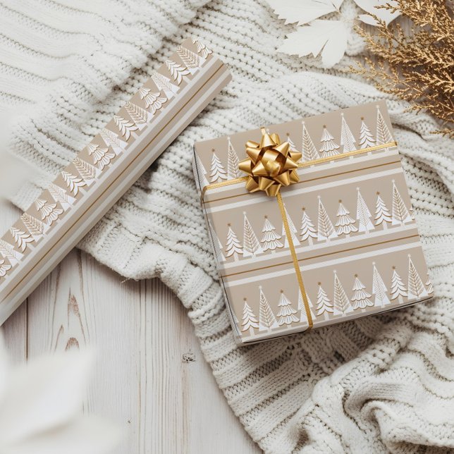 Papel De Regalo Elegantes Navidades de árboles de árboles de la Se (Elegant Holiday Evergreen Forest Trees Christmas Wrapping Paper)