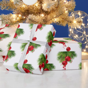 Papel De Regalo Elegantes Navidades de bolas de Navidades rojos co