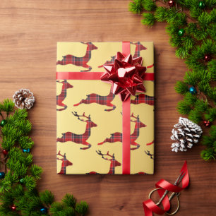 Papel De Regalo Elegantes Navidades de búfalo plantan reno y oro