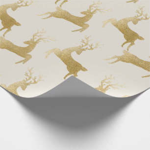 Papel De Regalo Elegantes Navidades de ciervos de oro envolviendo