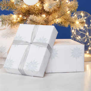 Papel De Regalo Elegantes Navidades de copos de nieve azules