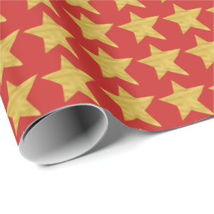 Papel De Regalo Elegantes Navidades de glam patrón estrella dorada