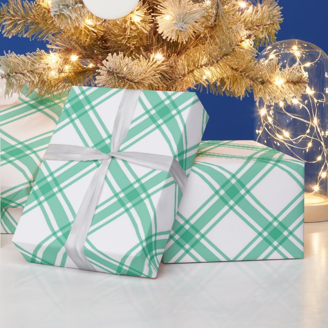 Papel De Regalo Elegantes Navidades de Green Tartan Plaid (Vacaciones)